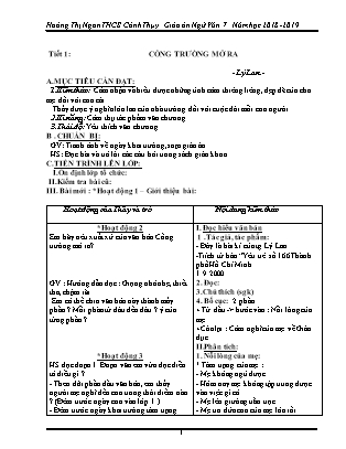 Giáo án Ngữ văn 7 - Năm học 2018-2019 - Hoàng Thị Ngân