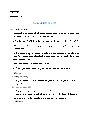 Giáo án Ngữ văn 8 - Bài 2: Vẻ đẹp cổ điển