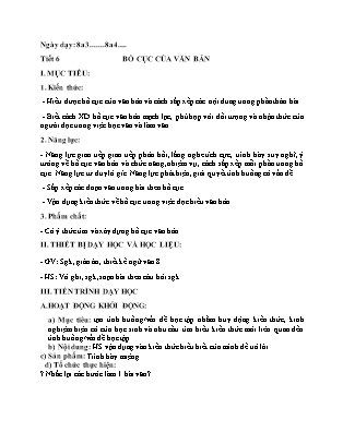 Giáo án Ngữ văn 8 - Bố cục của văn bản (Tiết 6)
