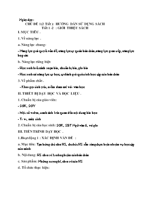 Giáo án Ngữ văn 8 - Chủ đề 1: Hướng dẫn sử dụng sách - Tiết 1+2: Giới thiệu sách