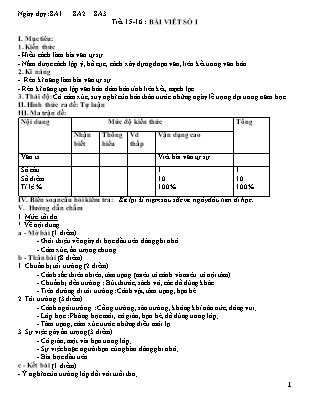 Giáo án Ngữ văn 8 - Tiết 15+16: Bài viết số 1