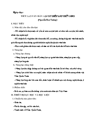 Giáo án Ngữ văn 8 - Tiết 3+4+5: Văn bản 1: Lá cờ thêu sáu chữ vàng