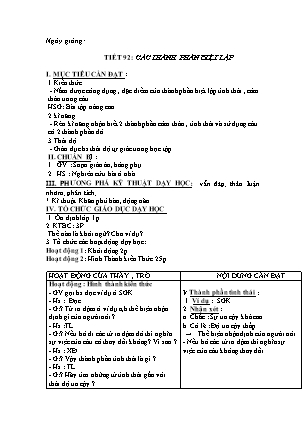 Giáo án Ngữ văn 9 - Tiết 92: Các thành phần biệt lập
