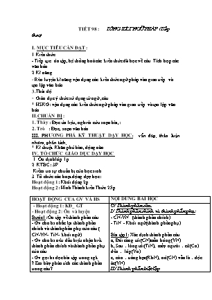 Giáo án Ngữ văn 9 - Tiết 98: Tổng kết ngữ pháp (Tiếp theo)