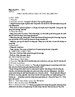 Giáo án Ngữ văn Lớp 8 - Tuần 3 - Tiết 10: Thực hành Tiếng Việt: Từ ngữ địa phương