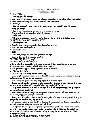 Giáo án Thể dục 6 - Bài 2: Chạy giữa quãng