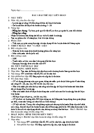 Giáo án thể dục 6 - Bài 3: Thể dục liên hoàn