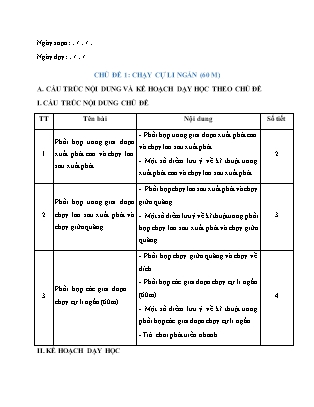 Giáo án Thể dục 7 (Kết nối tri thức) - Chủ đề 1+2+3