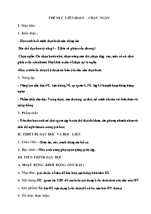 Giáo án Thể dục 8 - Thể dục liên hoàn - Chạy ngắn