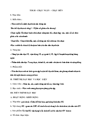 Giáo án Thể dục 9 - Thể dục liên hoàn - Chạy ngắn - Chạy bền