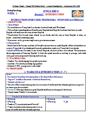 Giáo án Tiếng Anh 6 (Global success) - Unit 1 - Period 1: Introduction