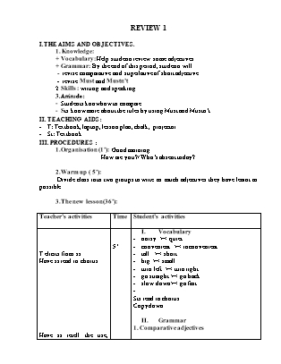 Giáo án Tiếng Anh 6 - Review 1 - Period 40