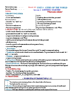 Giáo án Tiếng Anh 6 - Unit 9: Cities of the world - Lesson 1: Getting started