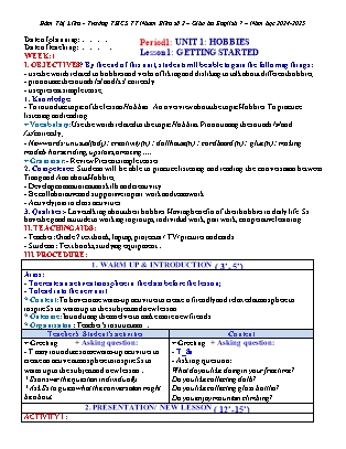 Giáo án Tiếng Anh 7 - Tuần 1+2 - Năm học 2024-2025 - Đàm Thị Liên