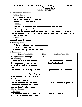 Giáo án Tiếng Anh Lớp 7 - Năm học 2019-2020 - Đào Thị Tuyến