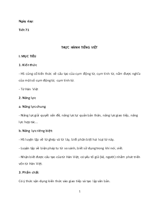 Giáo án Tiếng Việt 5 - Thực hành Tiếng Việt (Tiết 71)