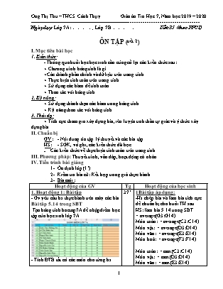 Giáo án Tin học 7 - Ôn tập (Tiết 2) - Năm học 2019-2020 - Ong Thị Thu