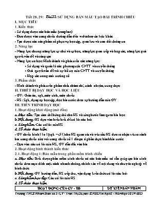 Giáo án Tin học 8 (Kết nối tri thức) - Tuần 31+32 - Bài 11: Sử dụng bản mẫu tạo bài trình chiếu (Tiết 28+29) - Năm học 2024-2025 - Trần Thị Duyên