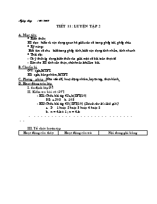 Giáo án Toán 6 - Tiết 11: Luyện tập 2