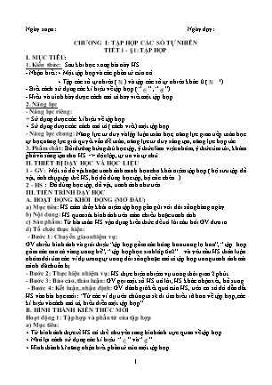 Giáo án Toán 6 - Tuần 1-4 - Chương I: Tập hợp các số tự nhiên