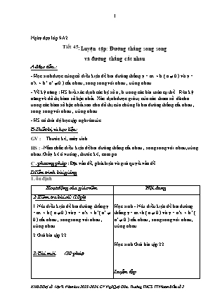 Giáo án Toán 9 (Đại số) - Tuần 24+25+26 - Luyện tập - Năm học 2023-2024 - Ngô Quý Đôn
