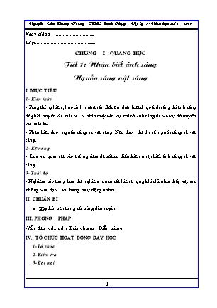 Giáo án Vật lí 7 học kì 1 - Năm học 2018-2019 - Nguyễn Văn Chung
