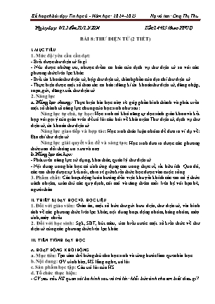Kế hoạch bài dạy Tin học 6 (Kết nối tri thức) - Bài 8: Thư điện tử - Năm học 2024-2025 - Ong Thị Thu