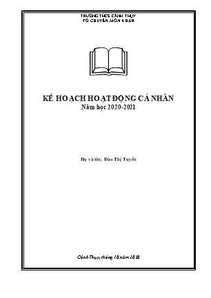 Kế hoạch hoạt động cá nhân khối THCS - Năm học 2020-2021 - Đào Thị Tuyến