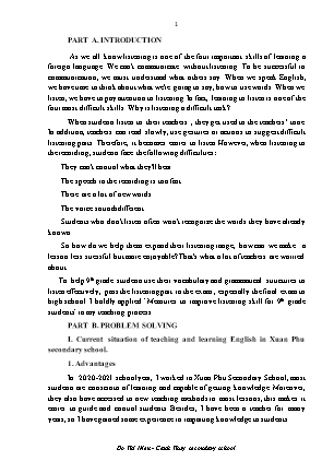 SKKN Measures to improve listening skill for 9th grade students - Đỗ Thị Hiền