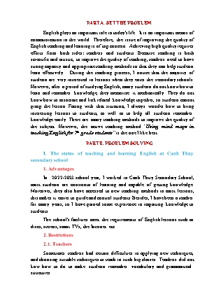 SKKN: Using mind maps in teaching English for 7th grade students (Sử dụng sơ đồ tư duy trong giảng dạy Tiếng Anh cho học sinh lớp 7) - Năm học 2023-2024 - Đỗ Thị Hoa